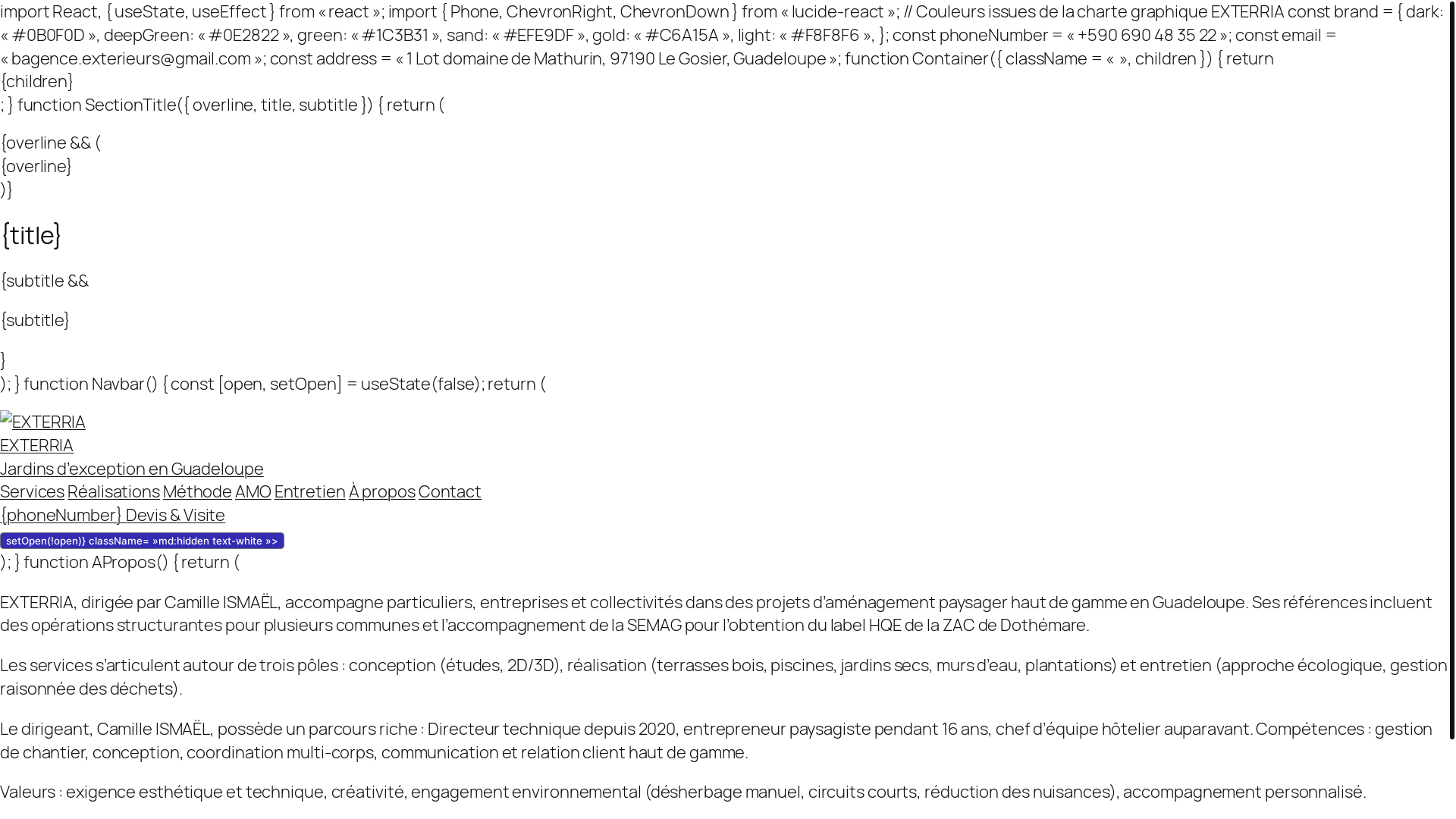 website screenshot of https://exterria.fr/