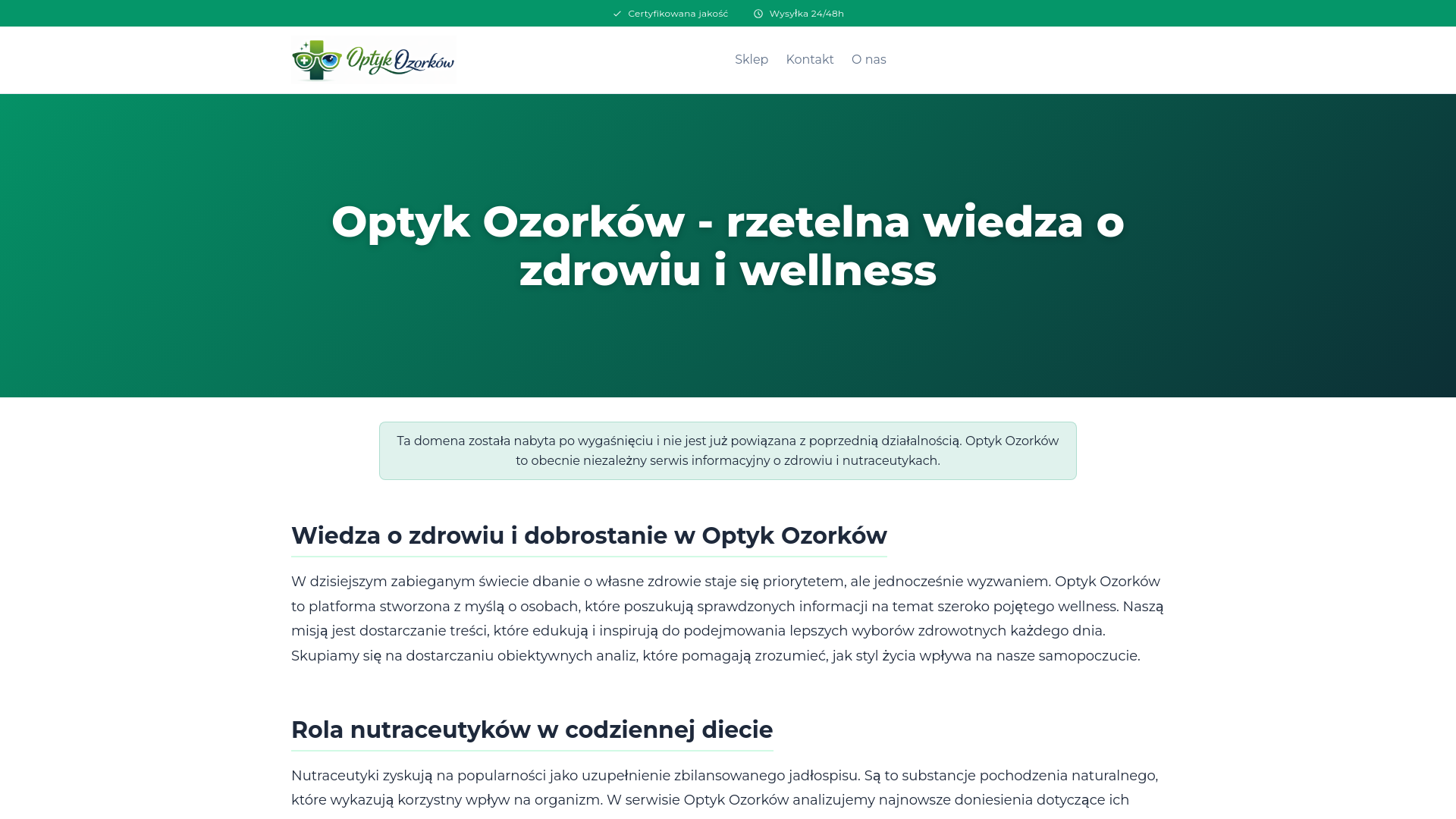 website screenshot of https://optykozorkow-pl.pages.dev/