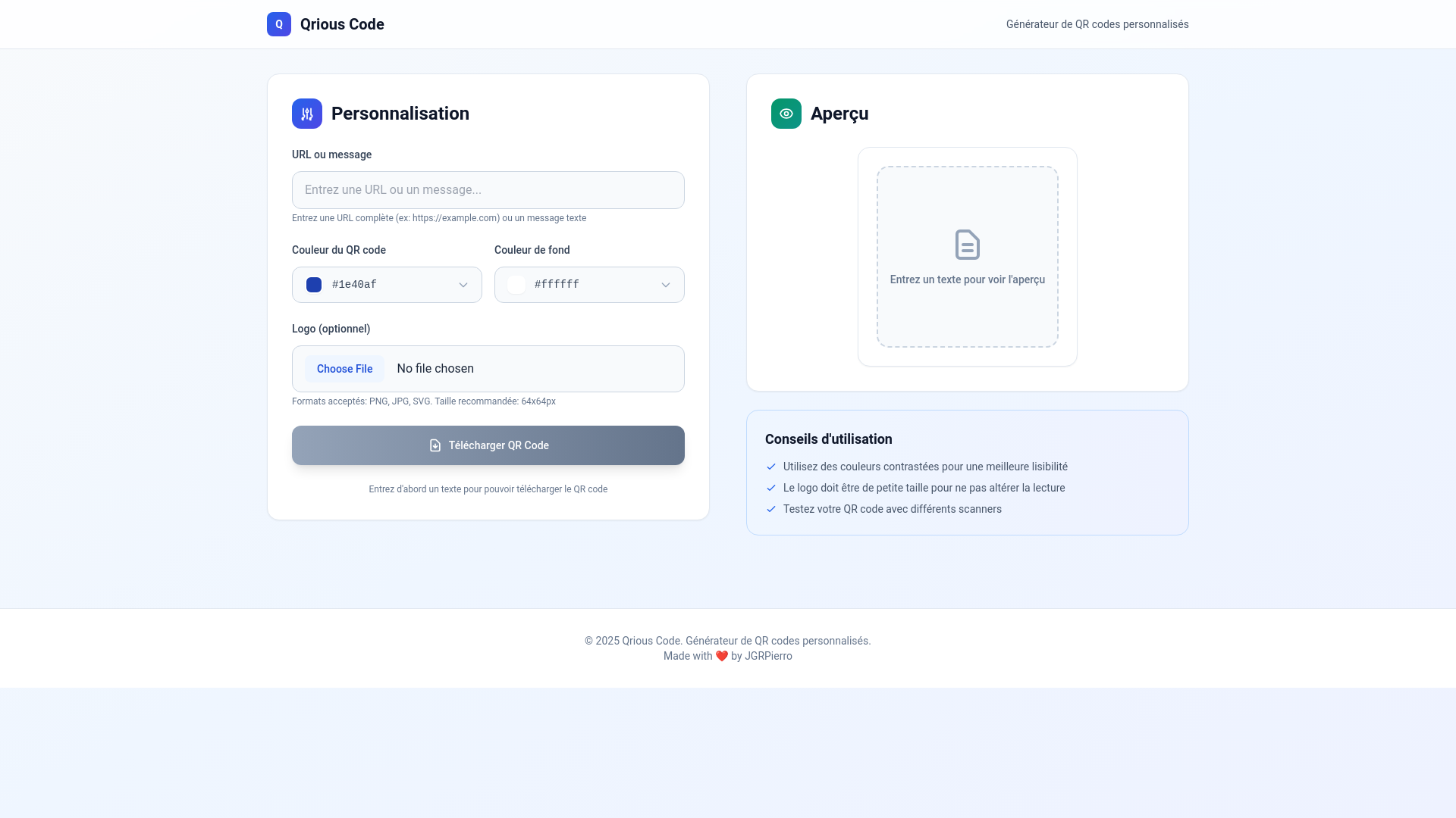 website screenshot of https://qrious-code.fr/