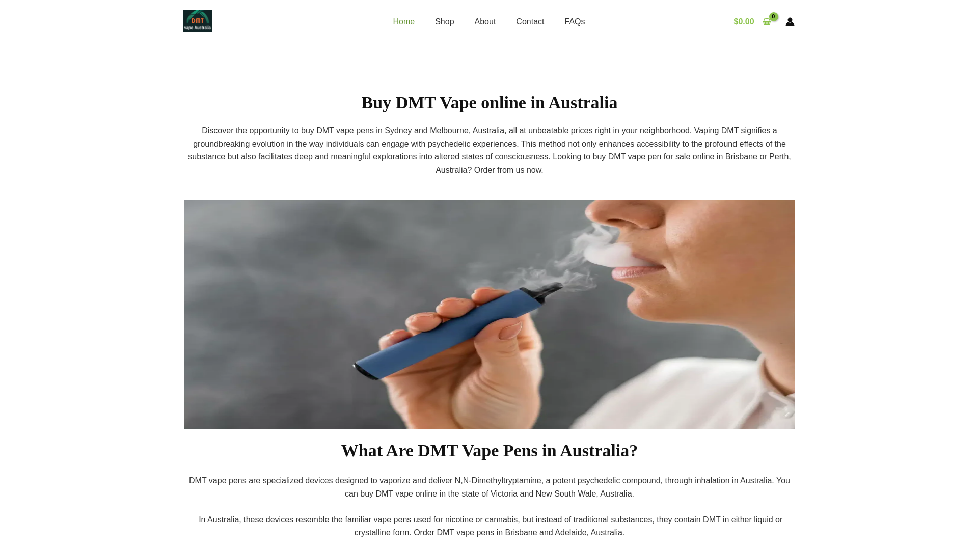 website screenshot of https://buydmvapeaustralia.com