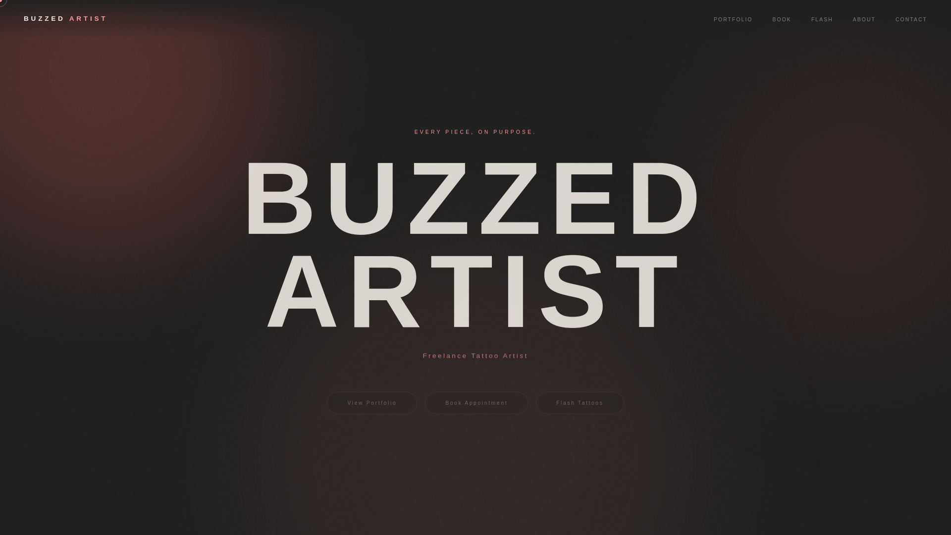 website screenshot of https://buzzedartist.ink/