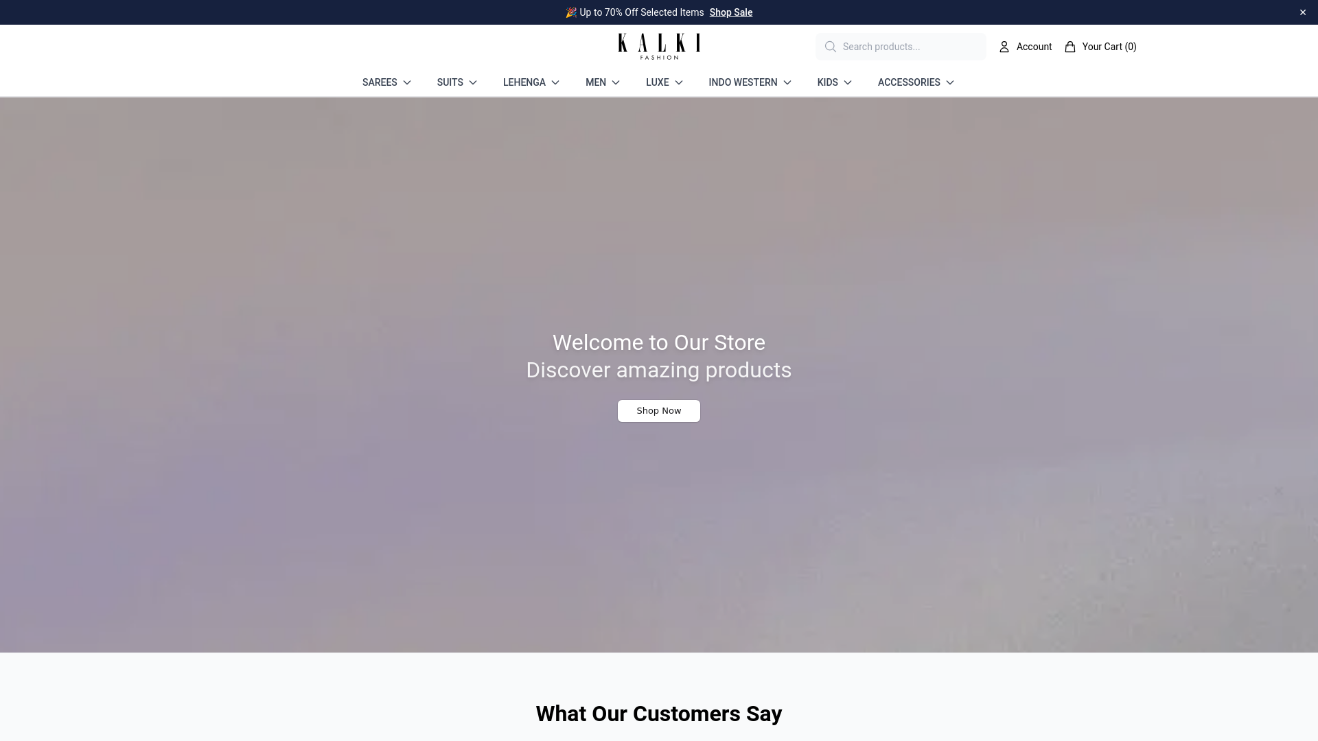 website screenshot of https://thekalkifashion.shop/