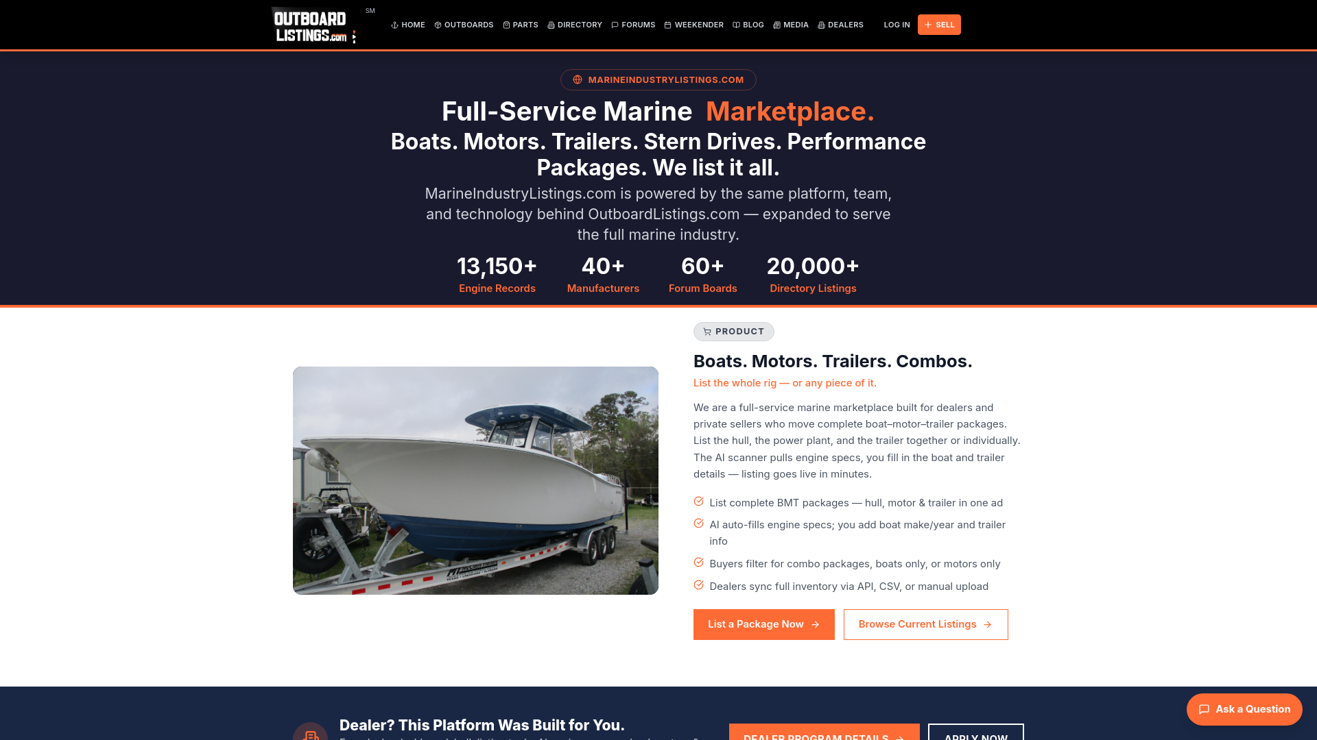 website screenshot of https://marineindustrylisting.com/