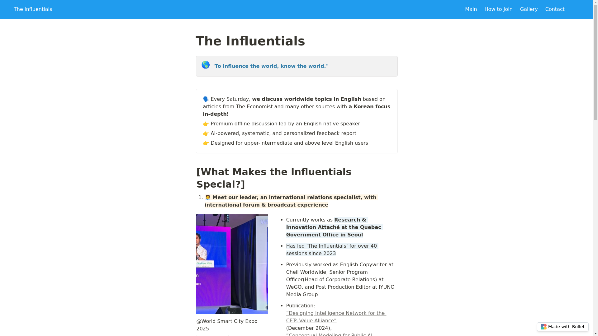 website screenshot of https://theinfluentials-bullet.pages.dev/