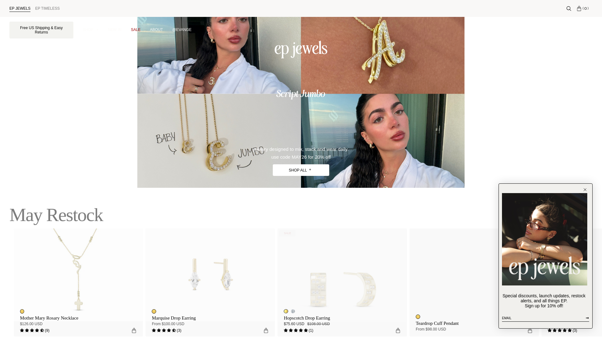 website screenshot of https://epjewels.co