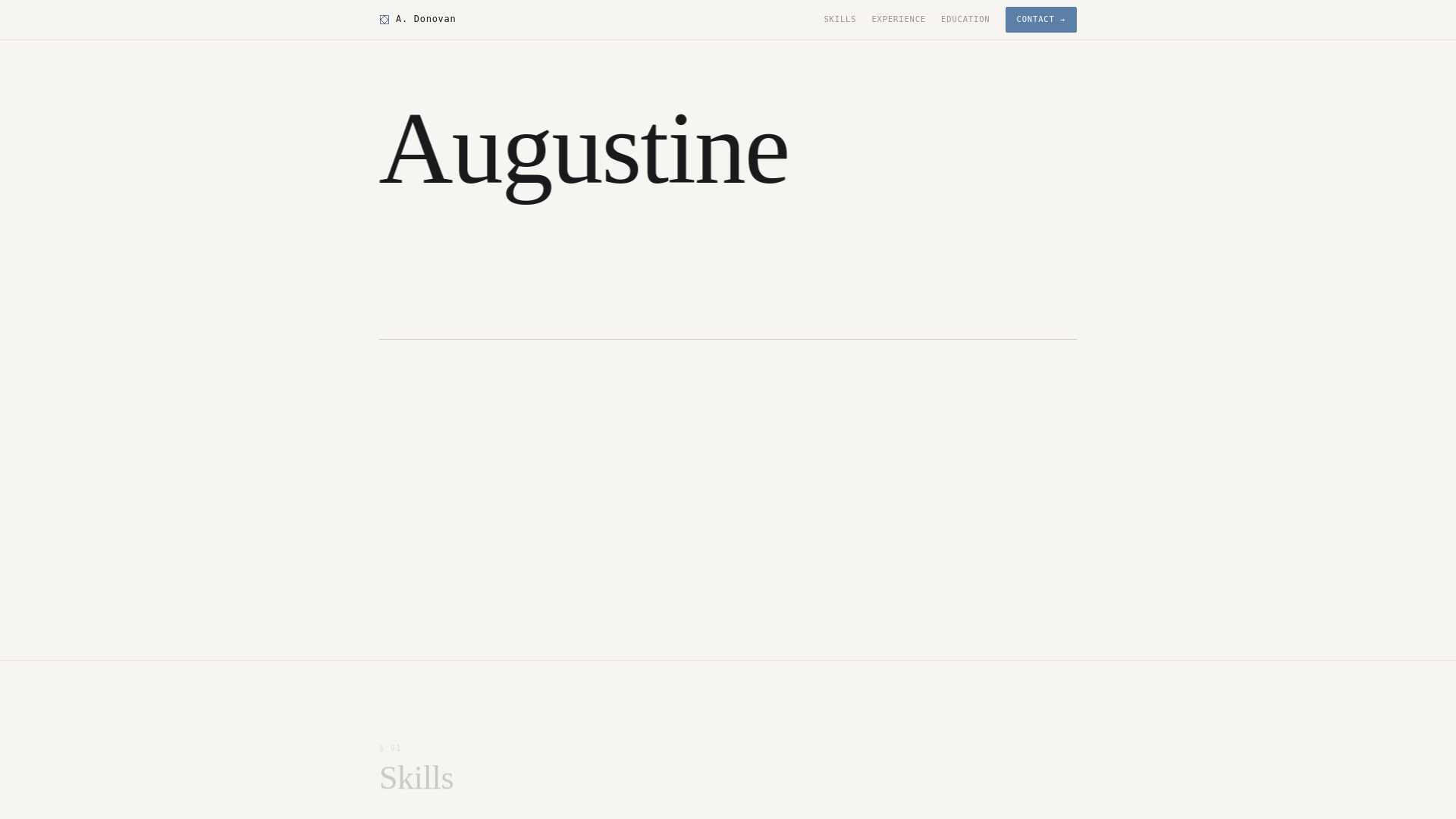 website screenshot of https://augustinedonovan.dev/