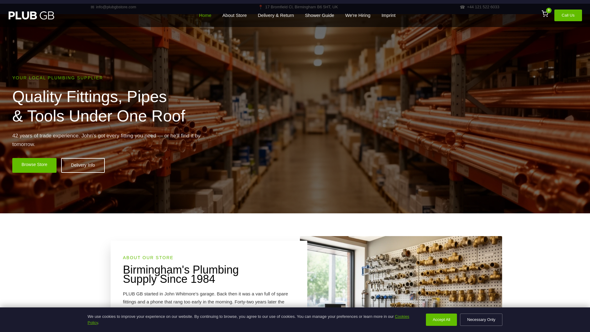 website screenshot of https://plubgbstore.com