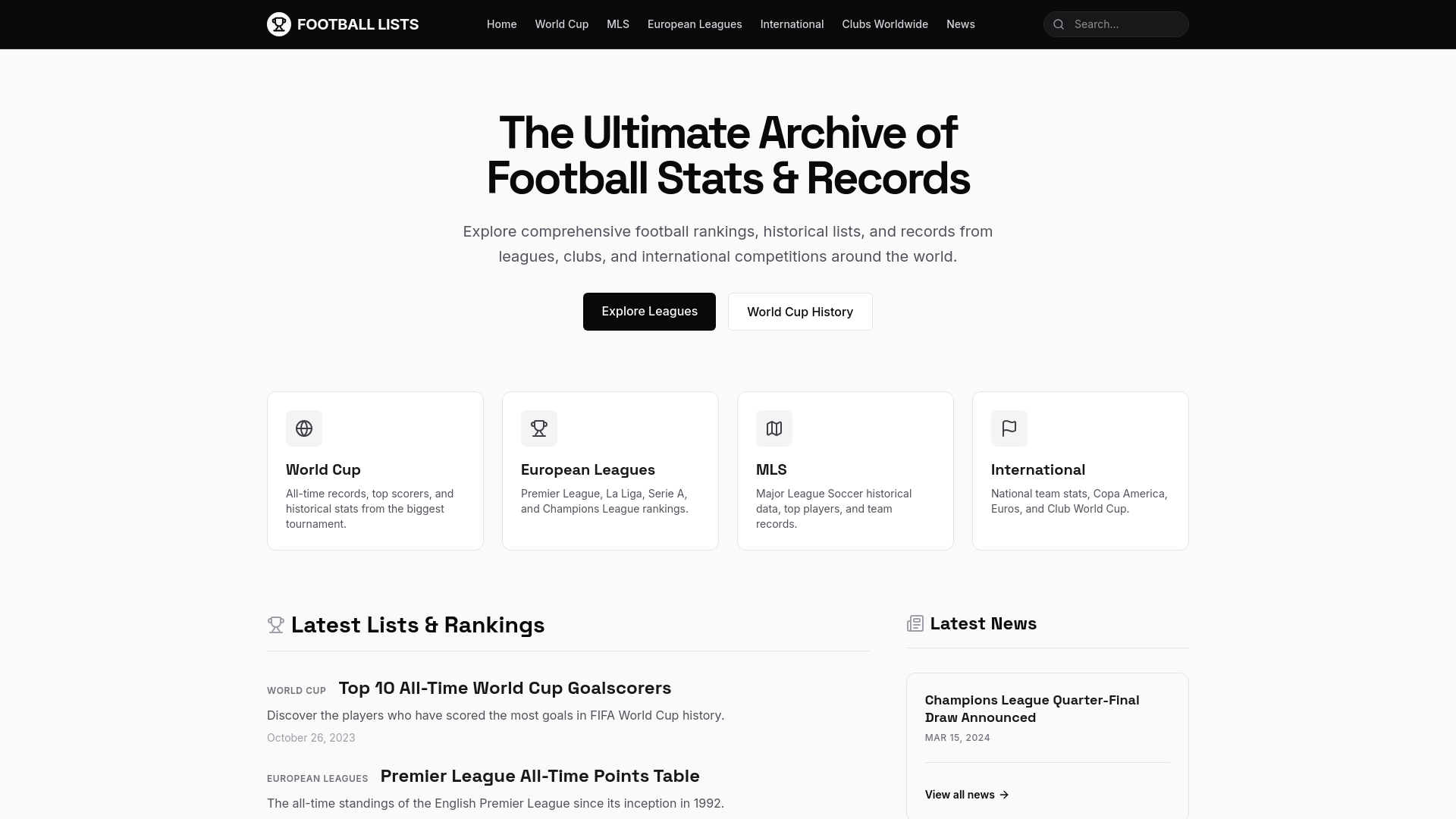 website screenshot of https://footballlist.pages.dev/