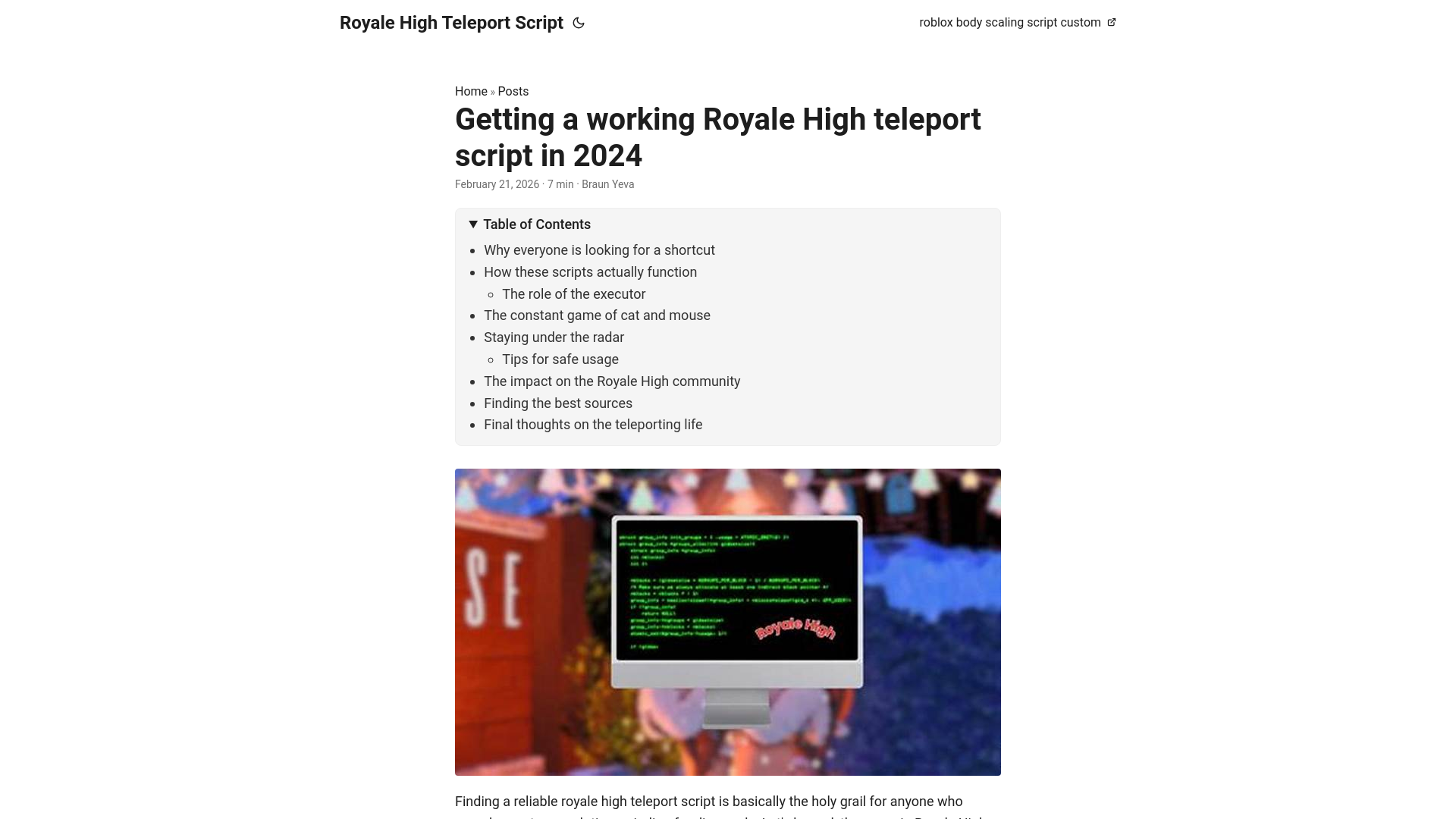 website screenshot of https://royale-high-teleport-script.pages.dev/