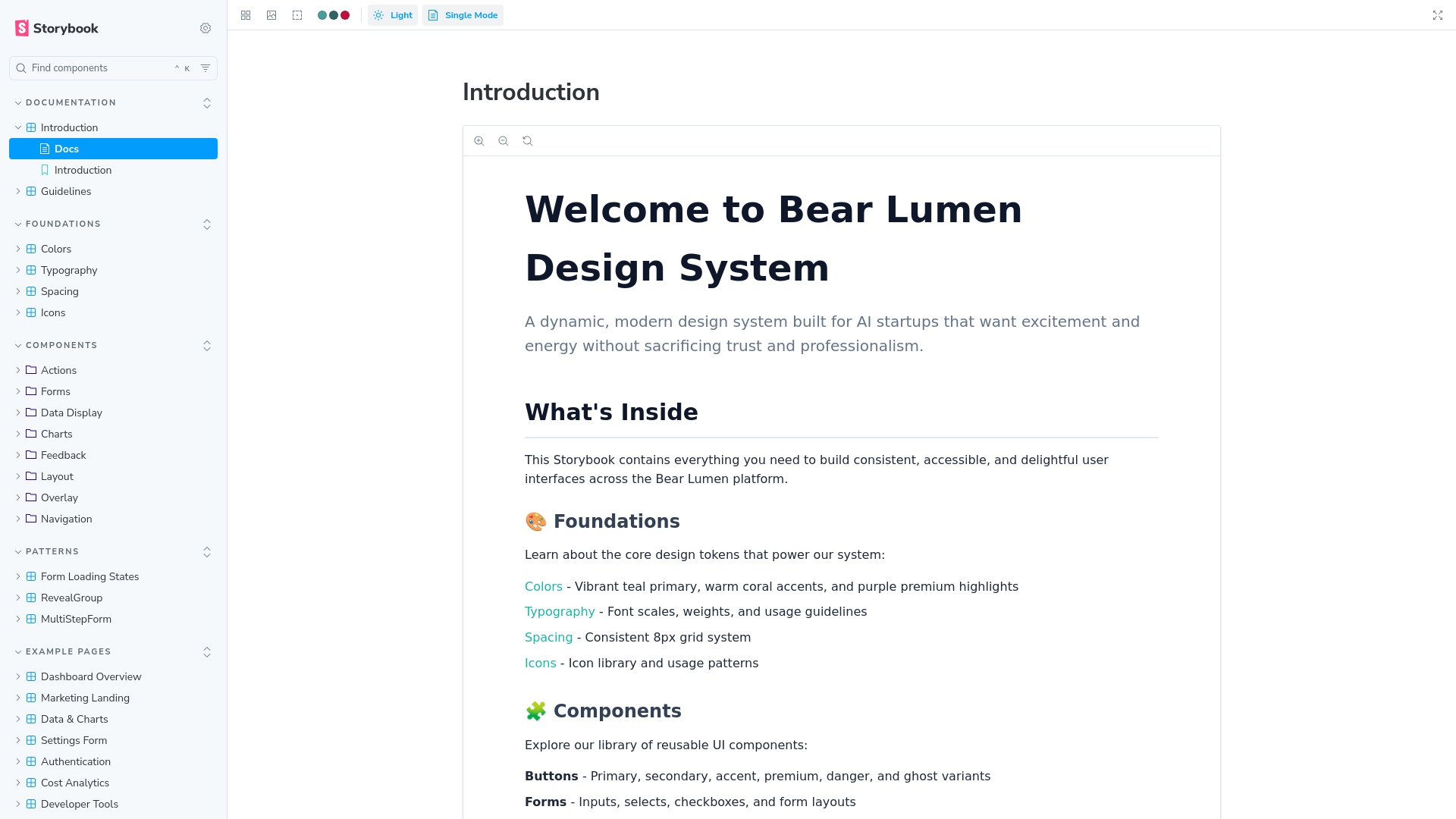 website screenshot of https://bearlumen-storybook.pages.dev/