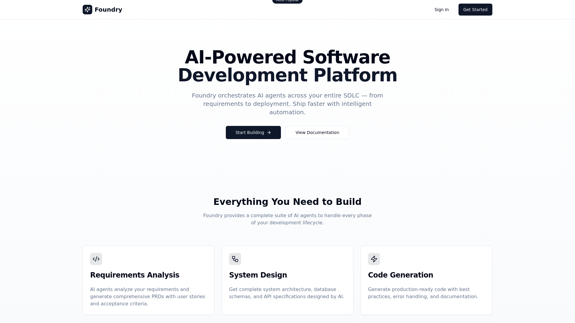 website screenshot of https://foundry-sdlc.pages.dev/