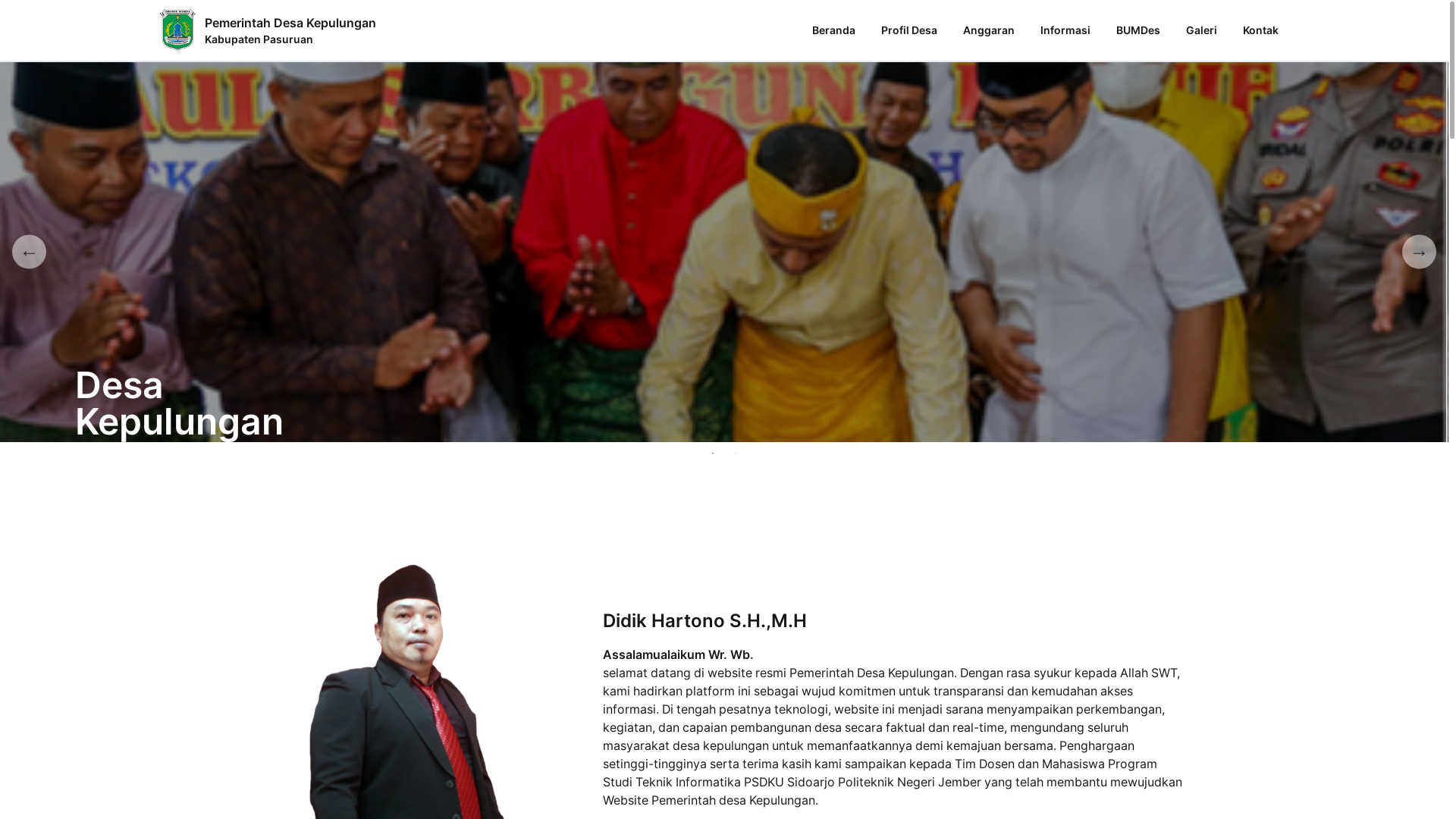 website screenshot of https://kepulungan.desa.id/