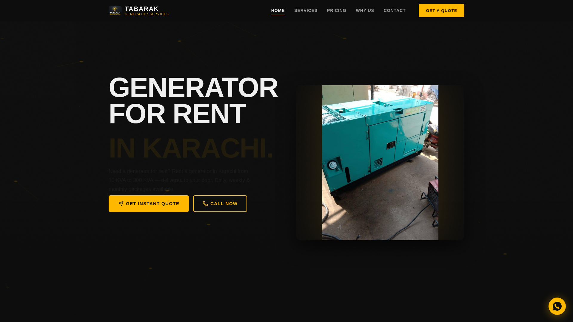 website screenshot of https://tabarakgeneratorservices.com