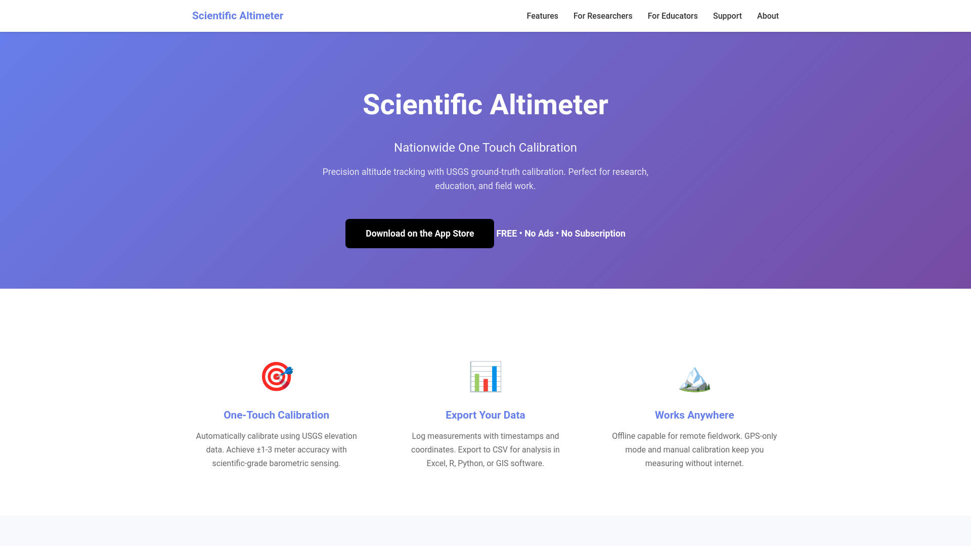 website screenshot of https://scientificaltimeter.com