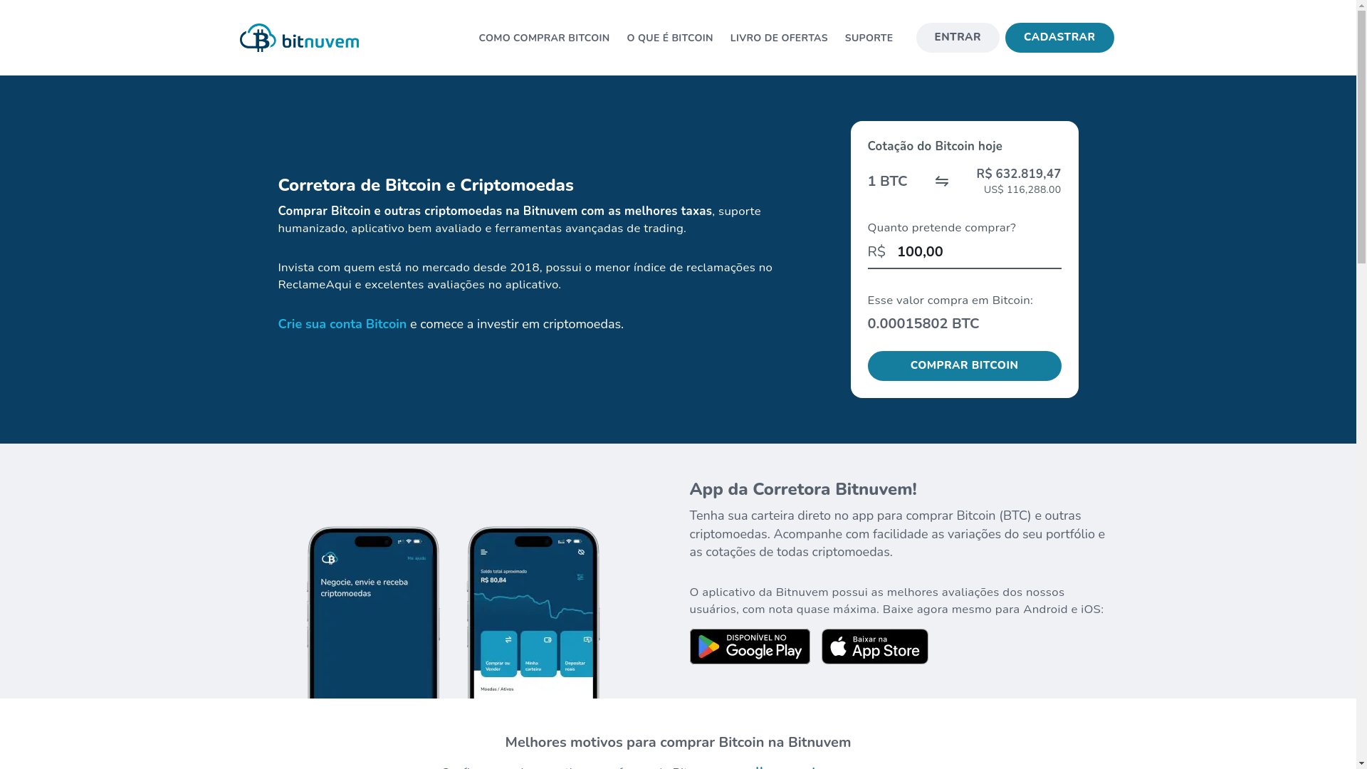 website screenshot of https://bitnuvem.com/