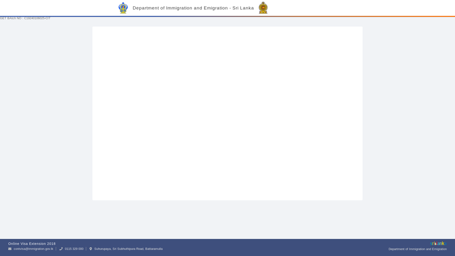 website screenshot of https://eservices.immigration.gov.lk/vs/ipayonline/paymentdetailscit.php?refNo=C19240106025-CIT