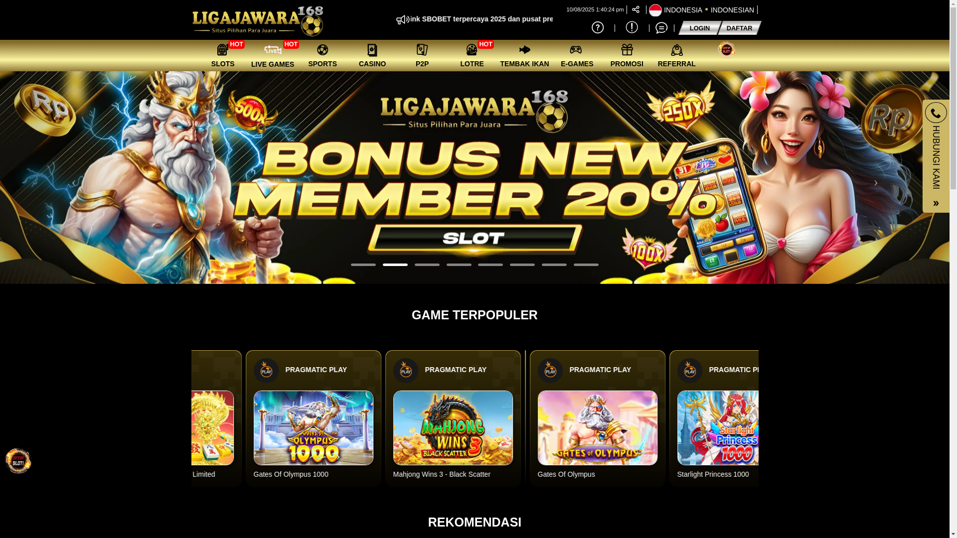 website screenshot of https://ligajawara168.store/