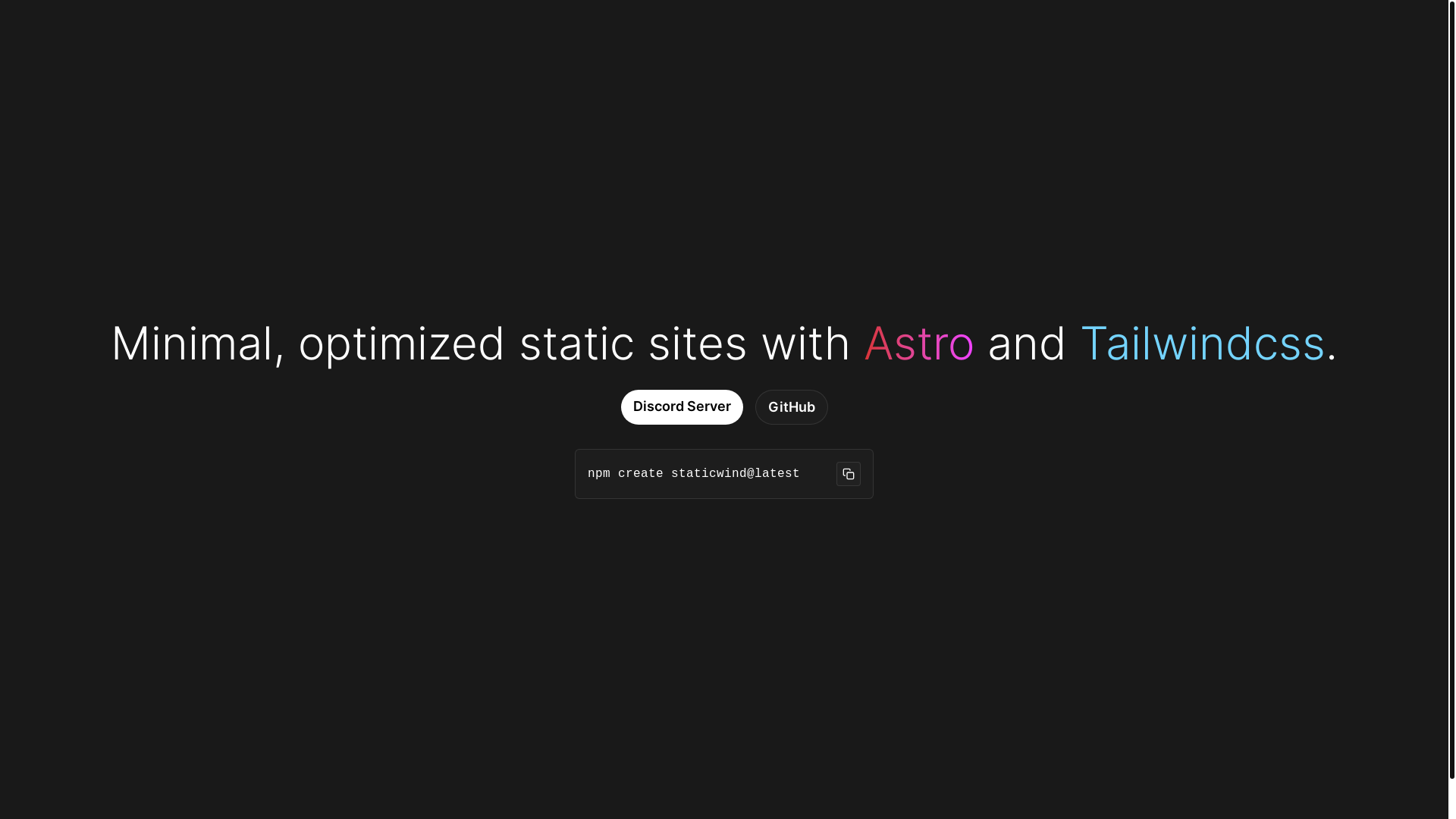 website screenshot of https://staticwind-website.pages.dev/