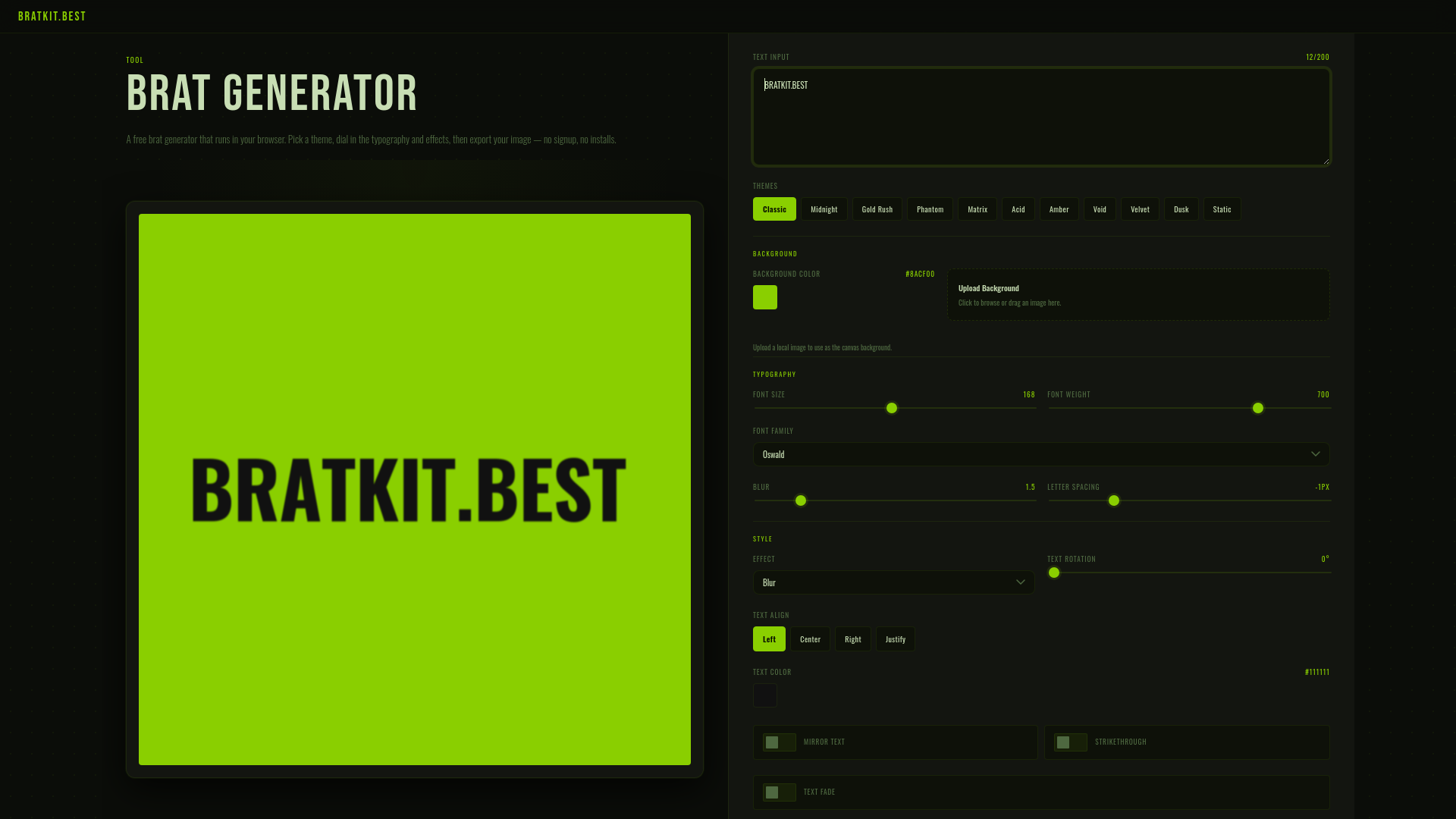 website screenshot of https://brat-generator-czb.pages.dev/