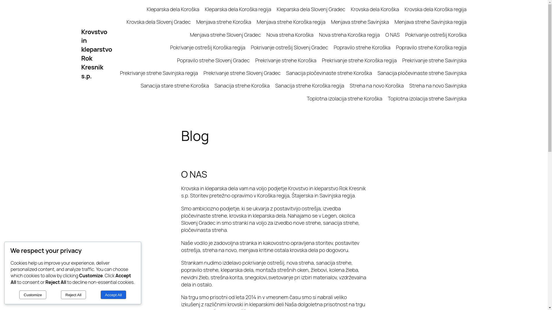 website screenshot of https://krovstvo-kresnik.si/