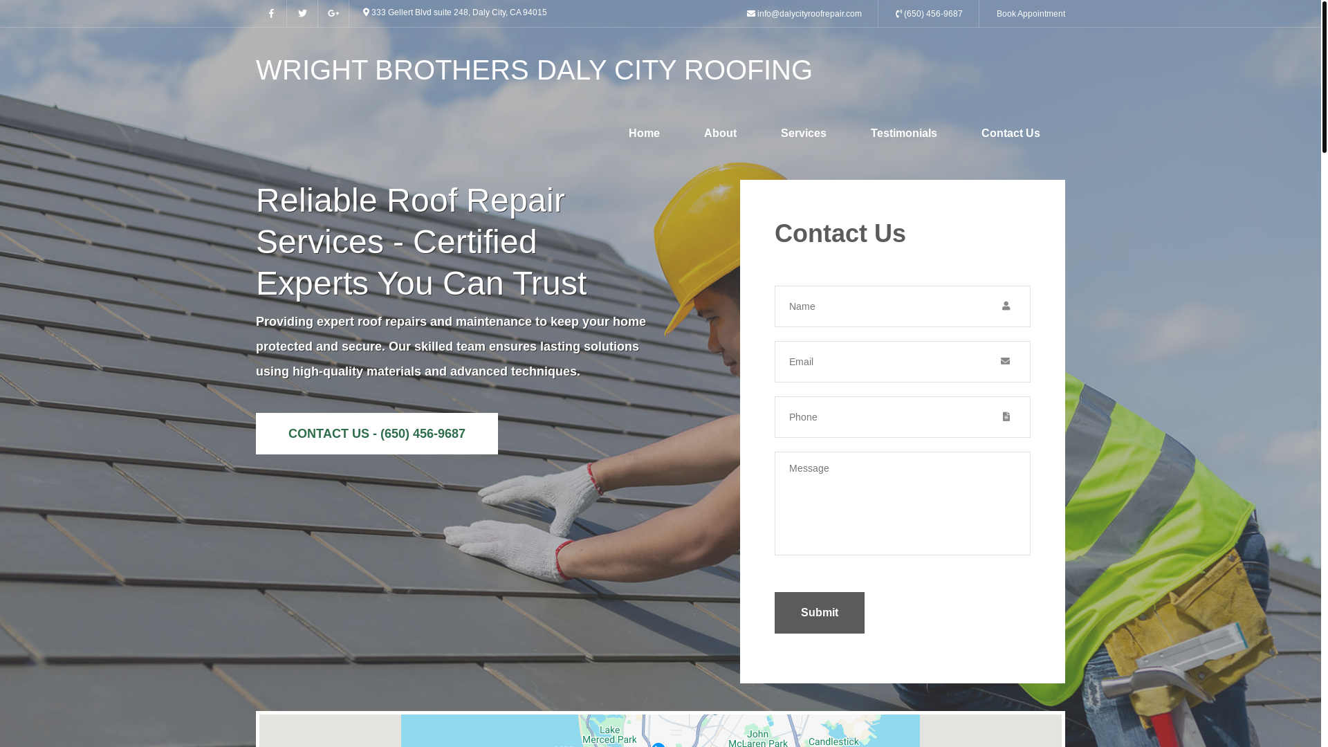 website screenshot of https://dalycityroofrepair.com/