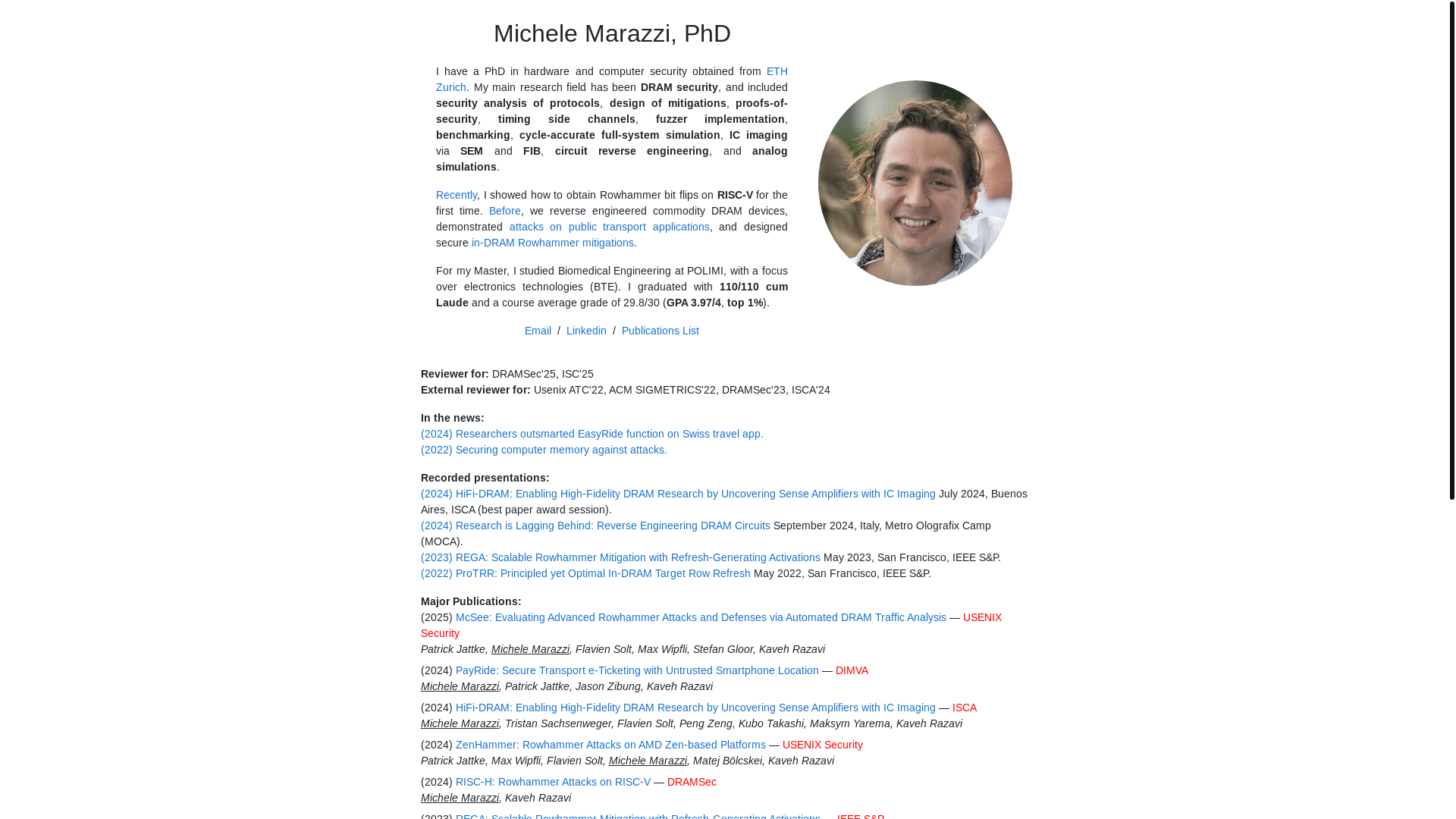 website screenshot of https://michelemarazzi.pages.dev/