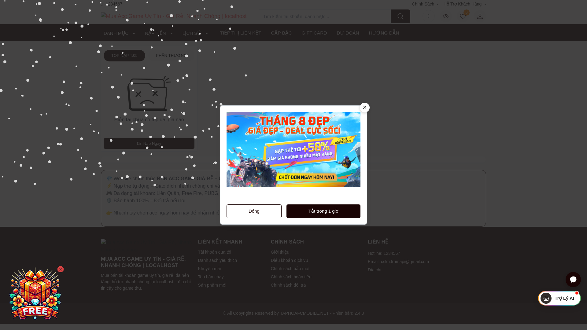 website screenshot of https://taphoafcmobile.net/