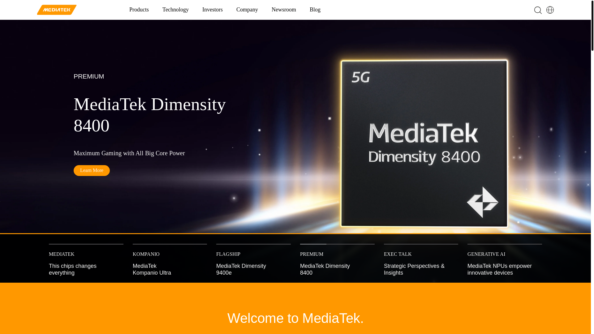 website screenshot of https://mediatek.com