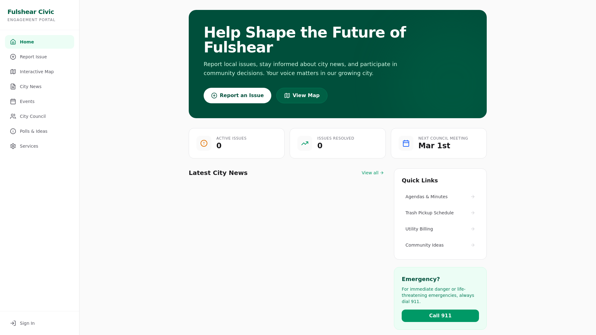 website screenshot of https://fulshear-civic-engagement.pages.dev/