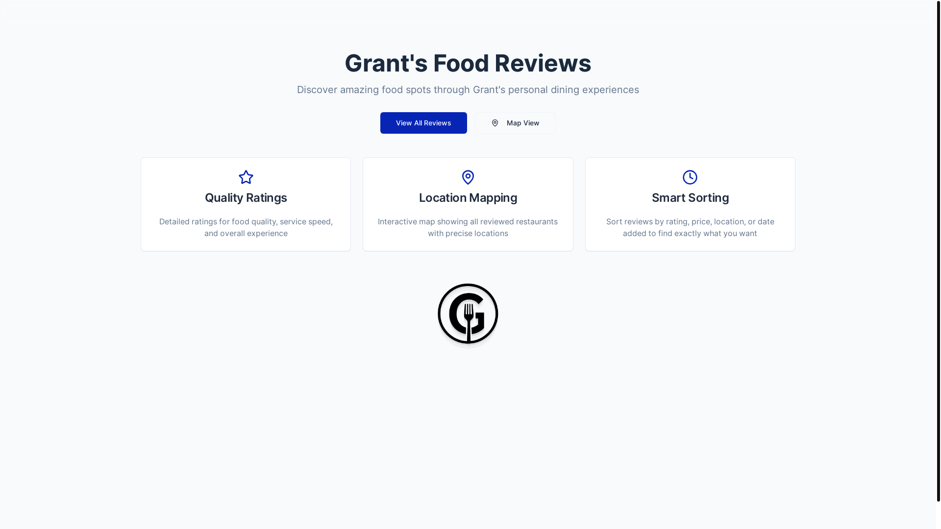 website screenshot of https://grantsfoodreviews.com/