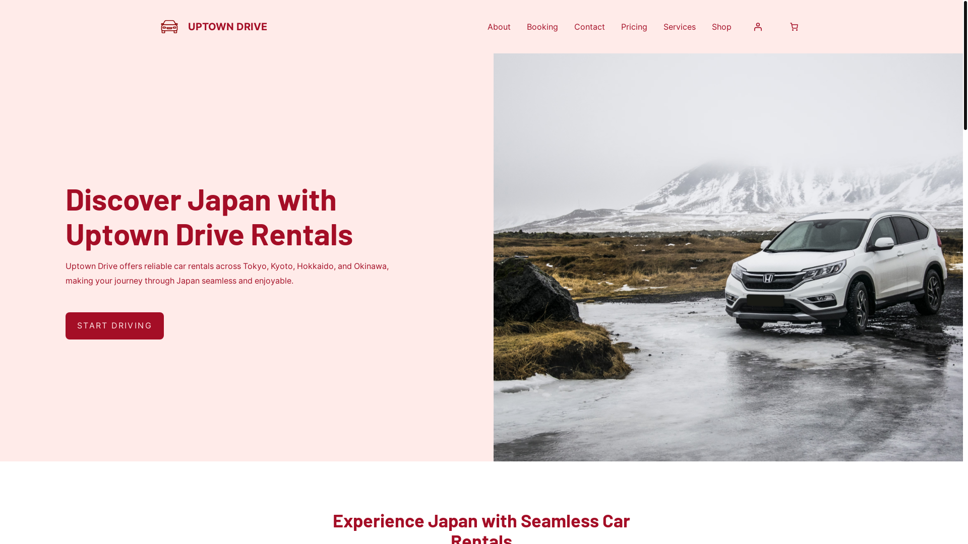 website screenshot of https://uptowndrive.shop/