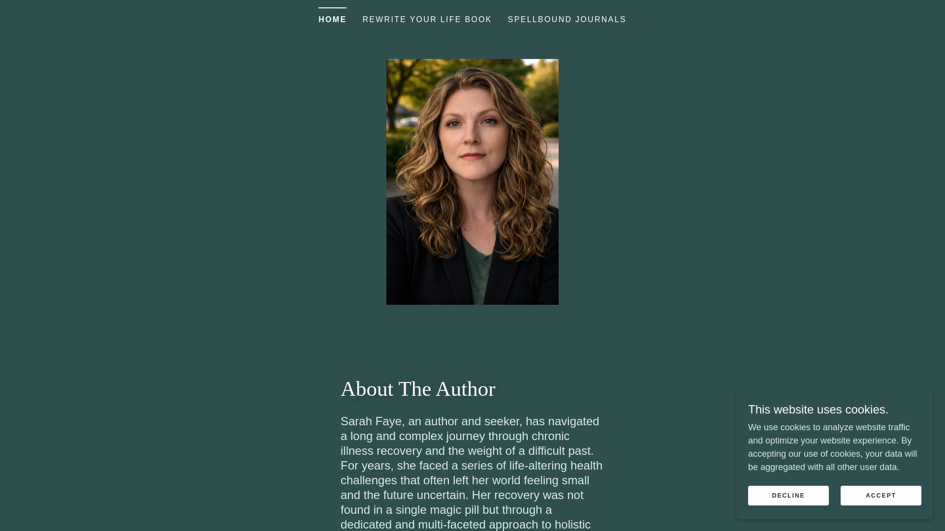 website screenshot of https://sarahfayebooks.com/