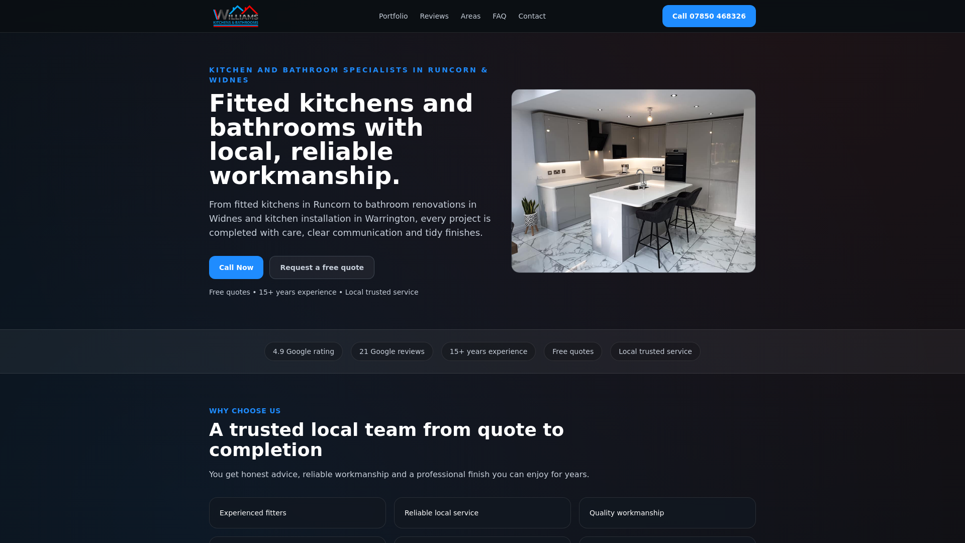 website screenshot of https://williamskitchensandbathrooms.com/