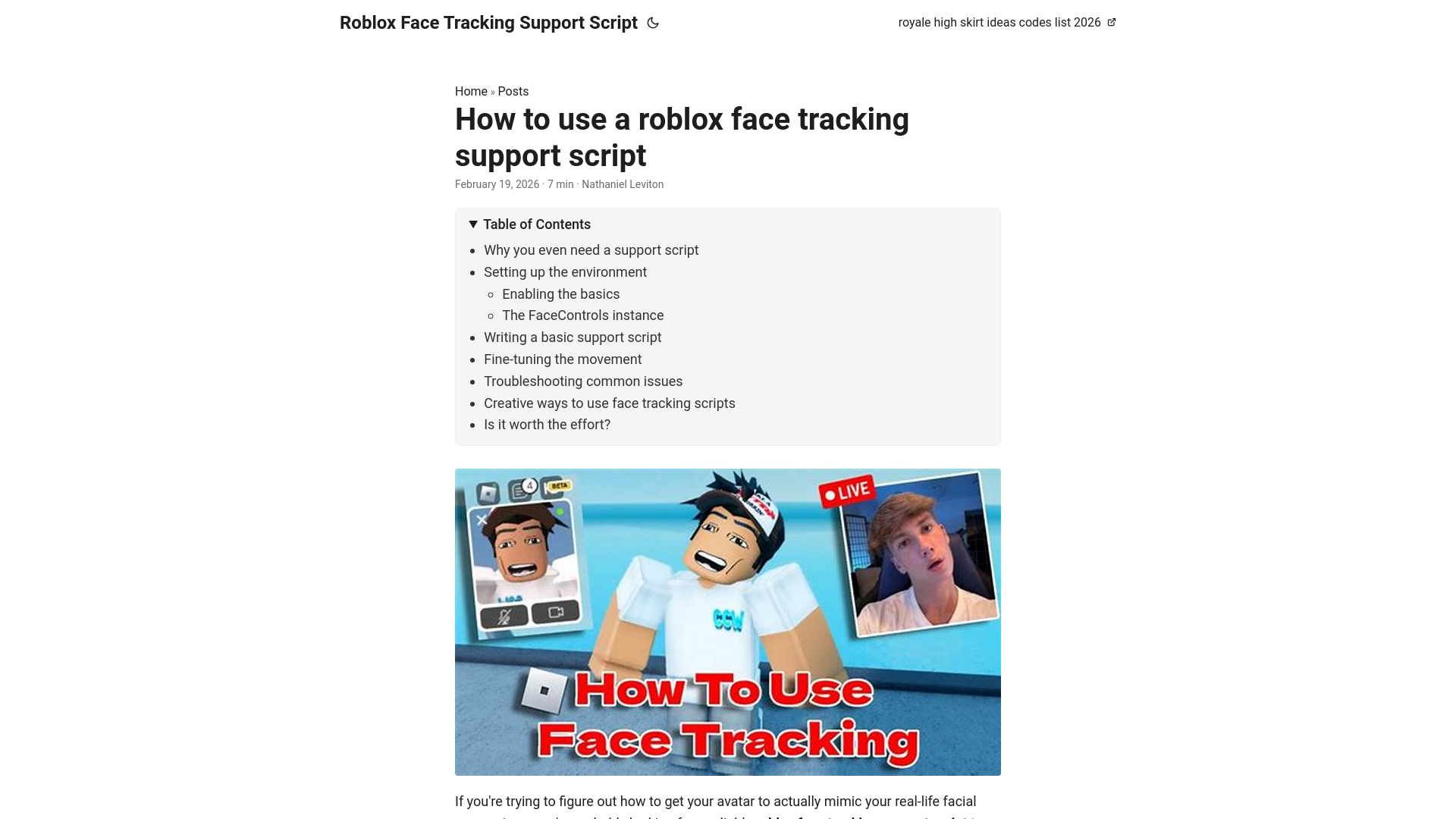 website screenshot of https://roblox-face-tracking-support-script.pages.dev/