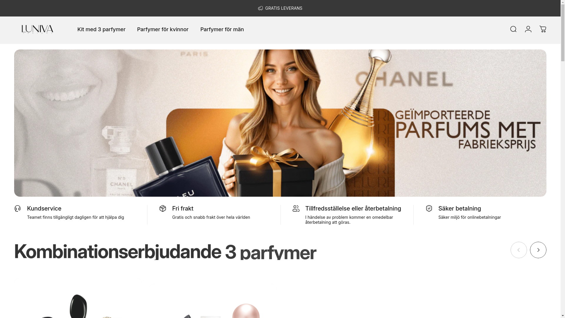 website screenshot of https://lunivaparfum.com/