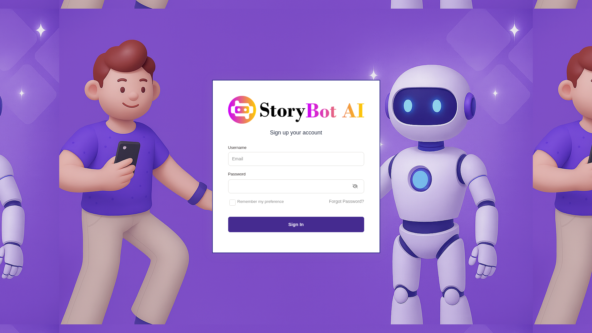 website screenshot of https://storybotai.co