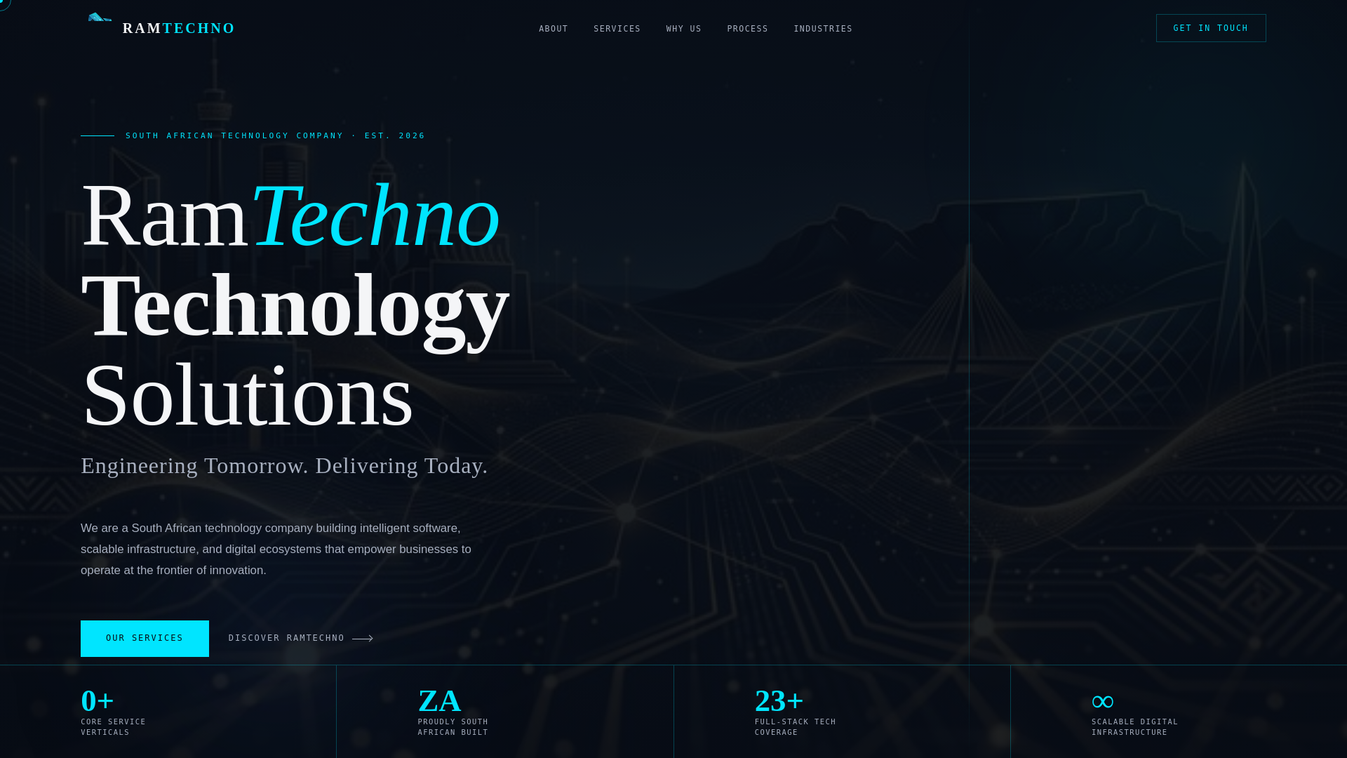 website screenshot of https://ramtechno.co.za