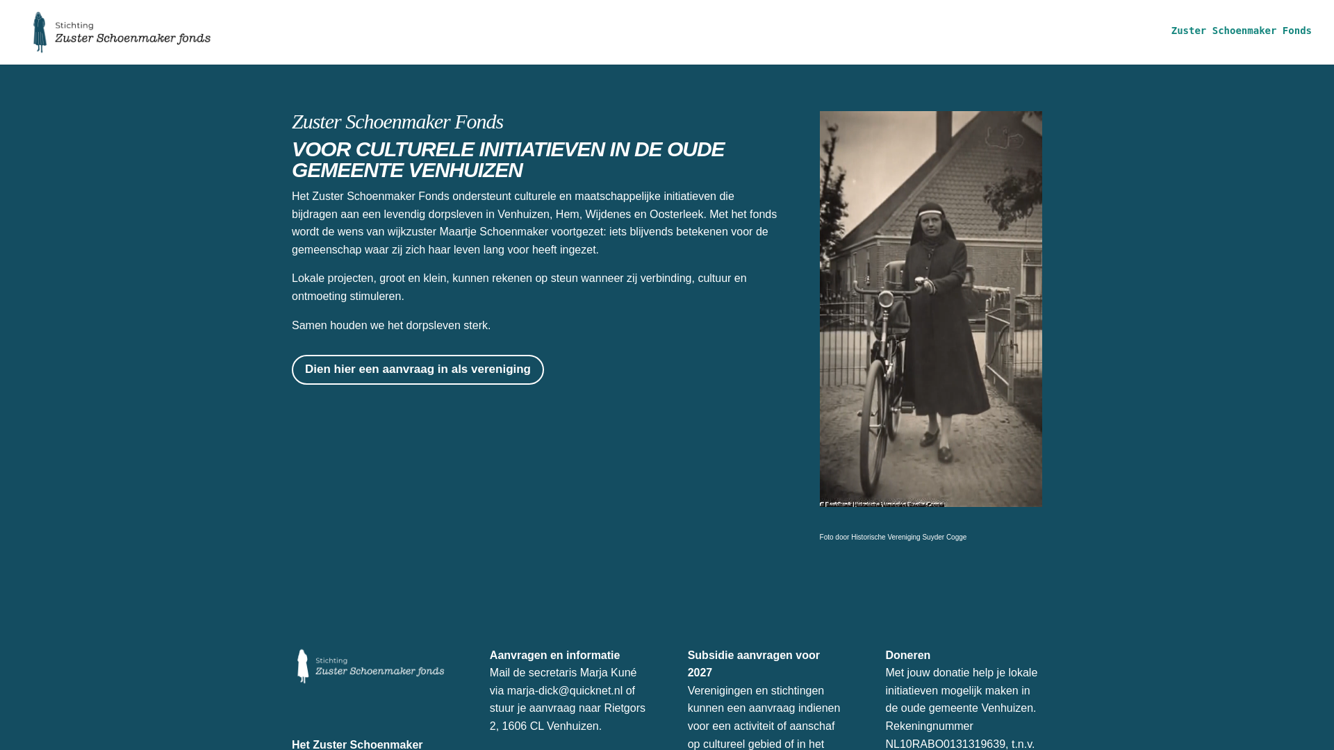 website screenshot of https://zusterschoenmakerfonds.nl/