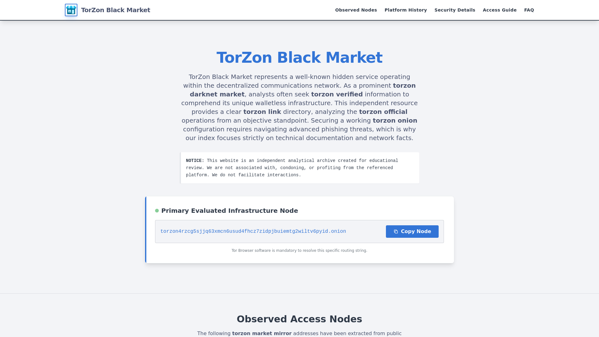 website screenshot of https://torzonblackmarket.shop