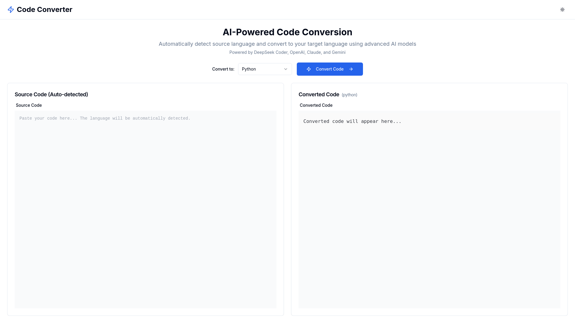 website screenshot of https://codetrans.dev/