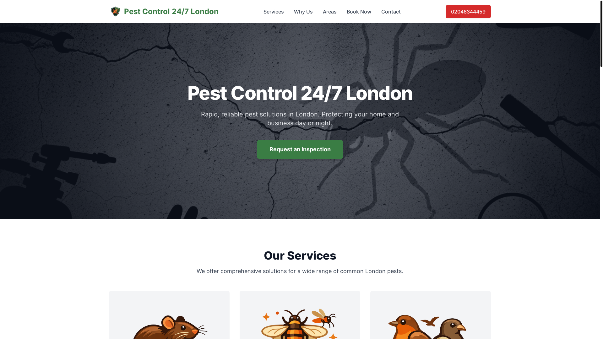website screenshot of https://pestcontrol247london.co.uk/