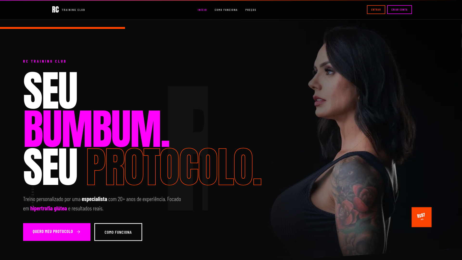 website screenshot of https://rctrainingclub.com/