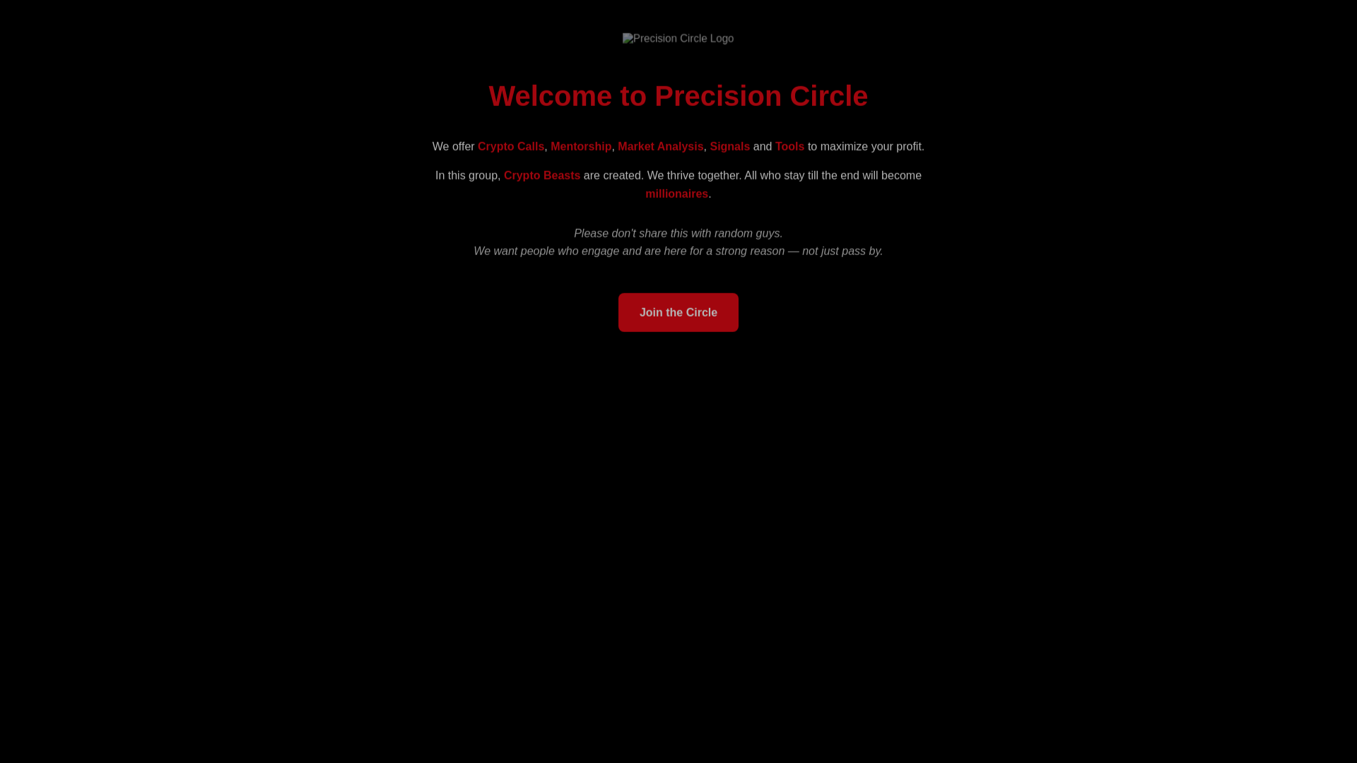 website screenshot of https://precisioncircle.online/
