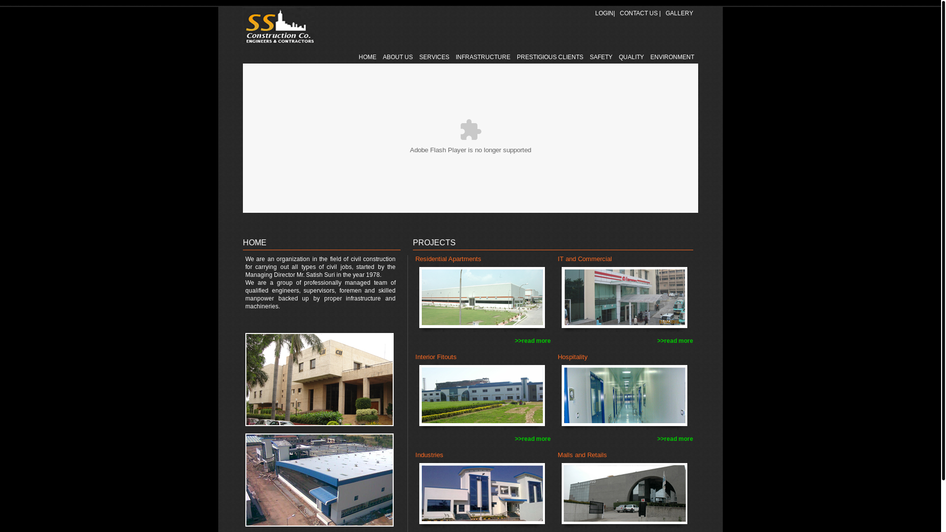 website screenshot of https://ssconstructions.in/