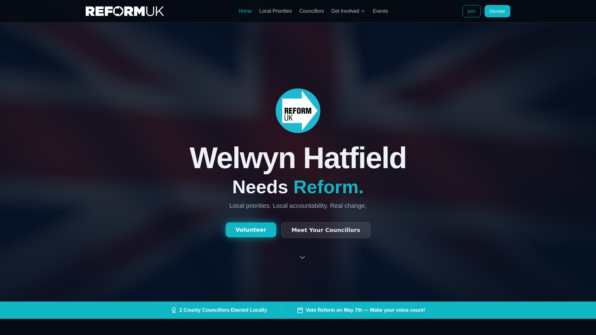 website screenshot of https://welwynhatfieldreform.pages.dev/