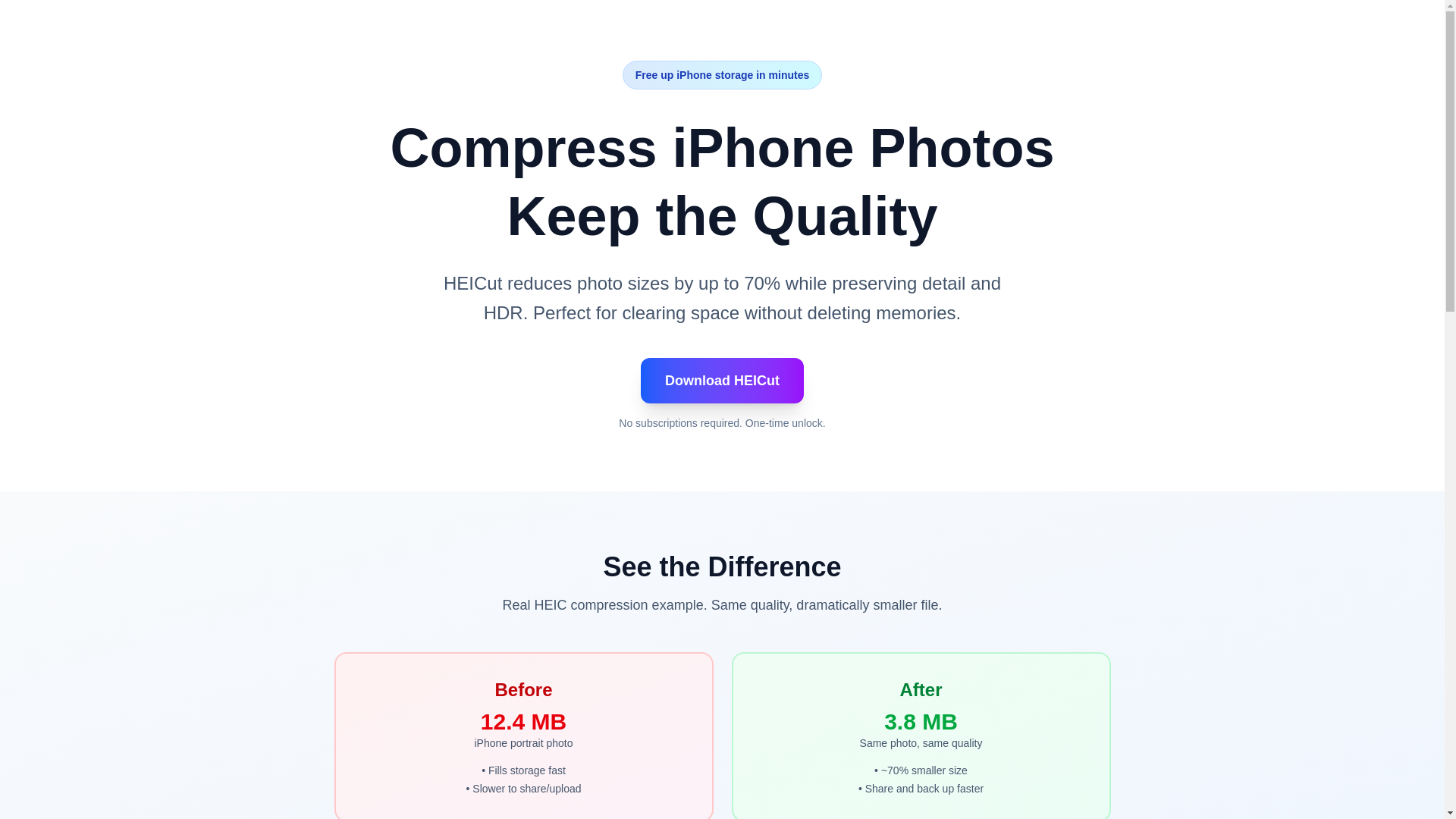 website screenshot of https://heicut.com/