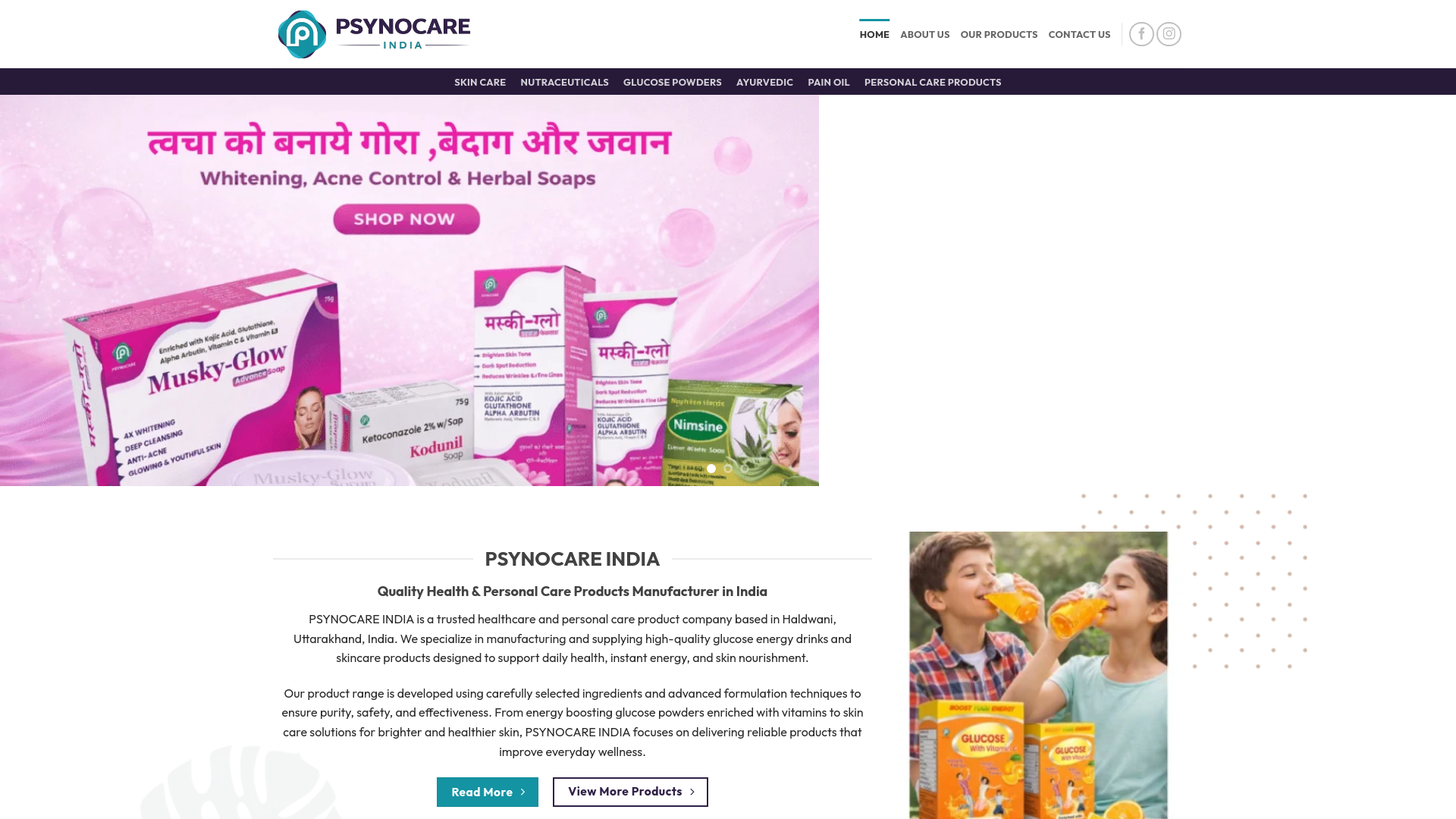 website screenshot of https://psynocareindia.com/