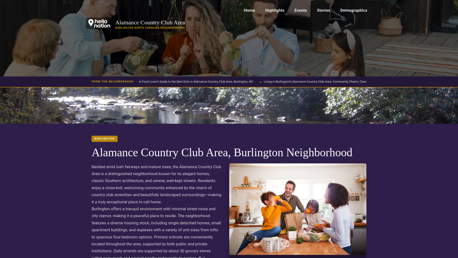 website screenshot of https://alamancecountryclubareaneighborhood.org/