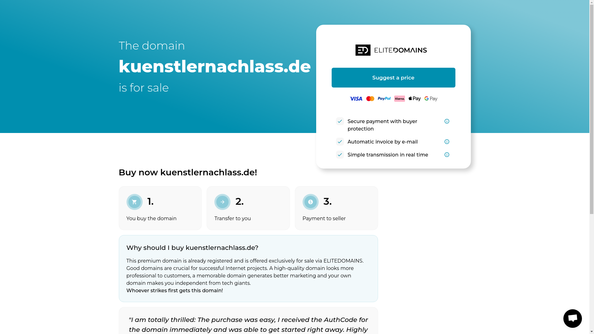 website screenshot of https://kuenstlernachlass.de/
