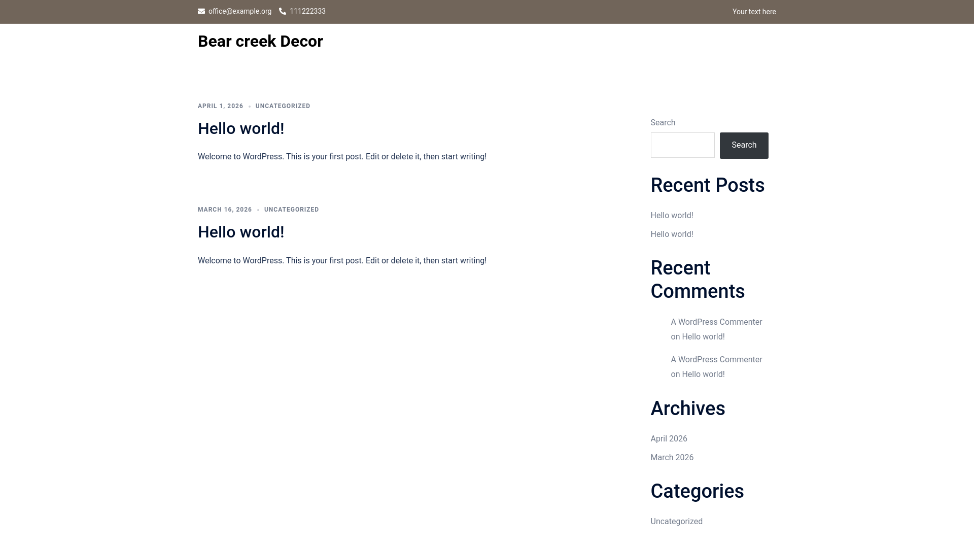 website screenshot of https://bearcreeklodgeandcottagedecor.com